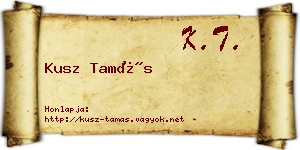Kusz Tamás névjegykártya